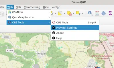 Menü der ORS Tools