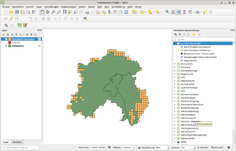 Gebietsgrenzen und überlappende Missing Tiles in QGis)