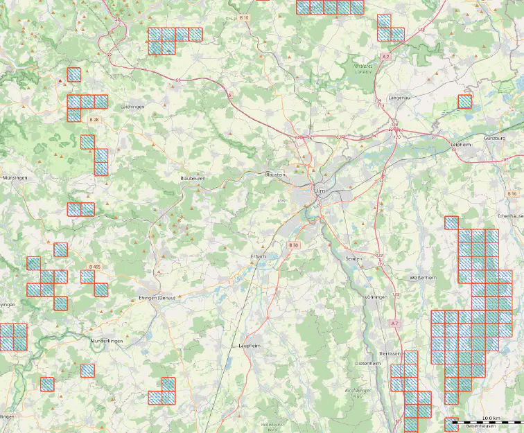 Gebietsgrenzen und Missing Tiles in QGis