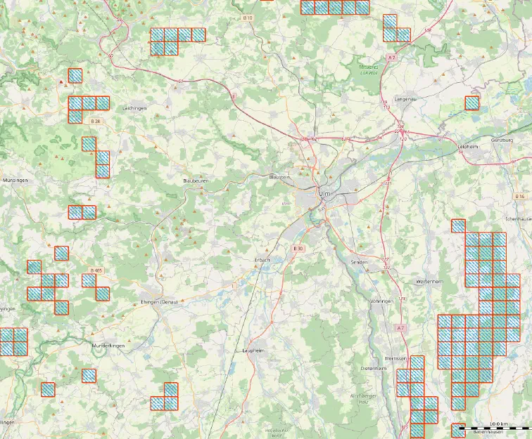 Gebietsgrenzen und Missing Tiles in QGis