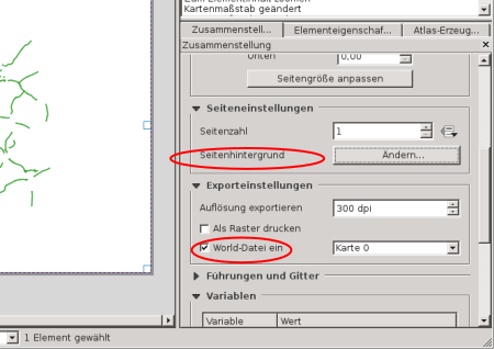 Einstellungen der Zusammenstellung
